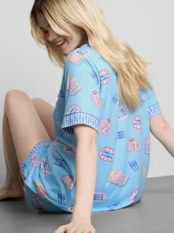 Pijama corto de corte boyfriend estampado