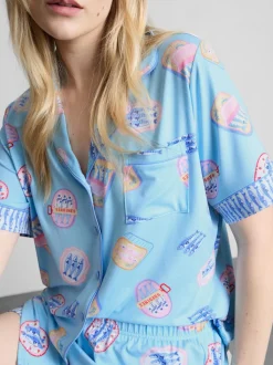 Pijama corto de corte boyfriend estampado