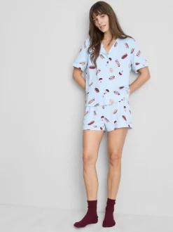 Pijama corto de corte boyfriend estampado