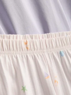 Pijama de algodón estampado con cuello redondo