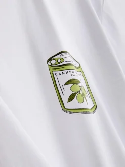 Pijama de algodón estampado con cuello redondo