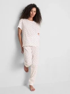 Pijama de manga corta estampado de algodón