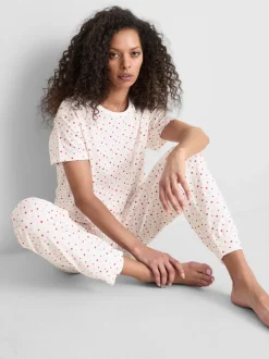 Pijama de manga corta estampado de algodón