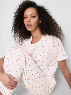 Pijama de manga corta estampado de algodón