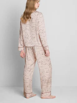 Pijama de satén estampado de corte boyfriend
