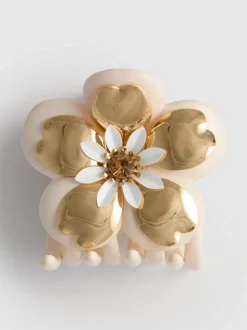 Pinza para el pelo en forma de flor con adornos