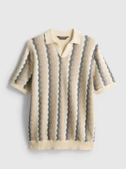 Polo de punto a rayas texturizado