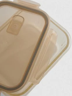 Recipiente de vidrio estriado para alimentos
