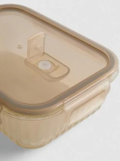 Recipiente de vidrio estriado para alimentos