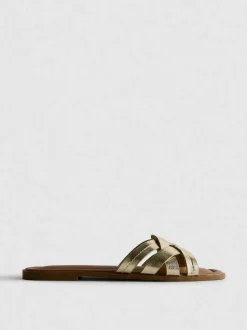 Sandalias de piel sintética tejida