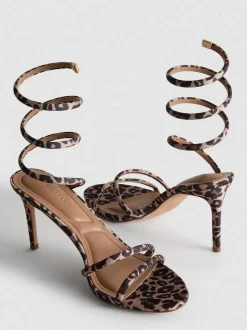 Sandalias de tacón con estampado de leopardo