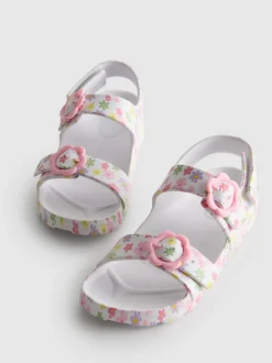 Sandalias estampadas con dos tiras y hebillas