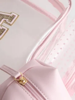 Set de bolsa de maquillaje transparente con inicial