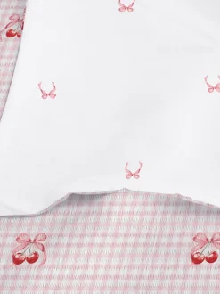 Set de funda nórdica a cuadros vichy con cerezas