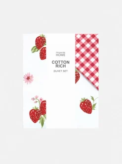 Set de funda nórdica con fresas cuadros vichy