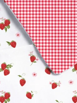 Set de funda nórdica con fresas cuadros vichy