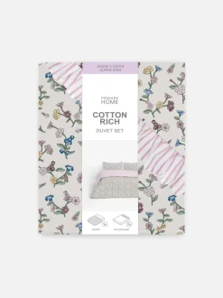 Set de funda nórdica superking a rayas con flores