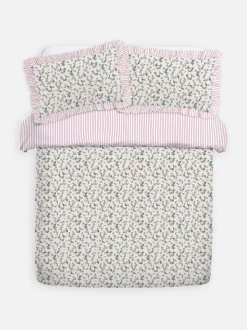 Set de funda nórdica superking a rayas con flores