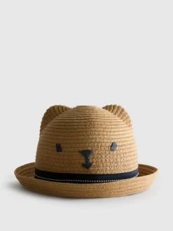 Sombrero de paja con cara de oso