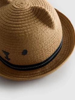 Sombrero de paja con cara de oso