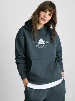 Sudadera con capucha estampada en mezcla de algodón