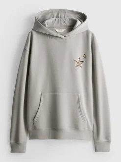 Sudadera con capucha estampada en mezcla de algodón
