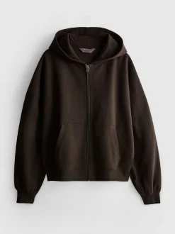 Sudadera con capucha y cremallera con algodón