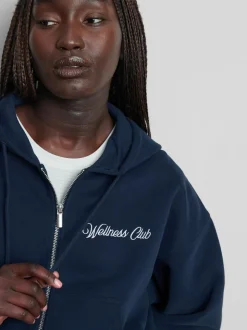 Sudadera con capucha y cremallera estampada
