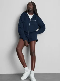 Sudadera con capucha y cremallera estampada