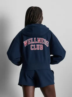 Sudadera con capucha y cremallera estampada