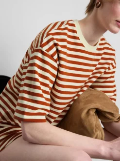 Sudadera de manga corta a rayas con algodón