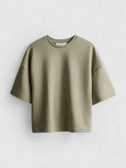 Sudadera de manga corta con hombros caídos