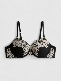 Sujetador balconet push-up floral de encaje The Edit