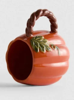Taza de cerámica con forma de calabaza