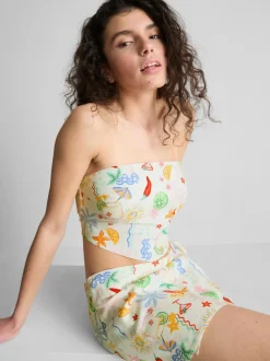 The Primark Scene | Top bandeau curvado estampado