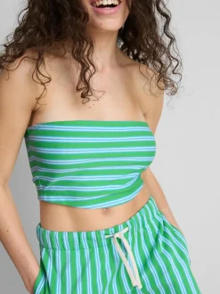 Top bandeau a rayas corto con mucho algodón