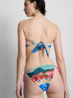 Top de bikini tipo bandana con estampado panorámico