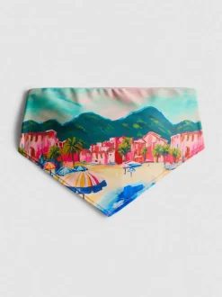 Top de bikini tipo bandana con estampado panorámico