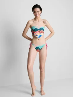Top de bikini tipo bandana con estampado panorámico