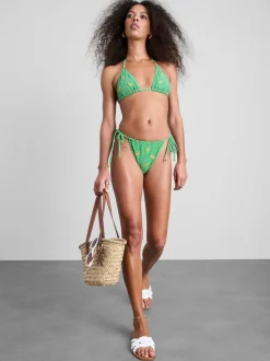 Top de bikini triangular a cuadros vichy y plátanos