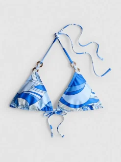Top de bikini triangular con diseño de remolinos