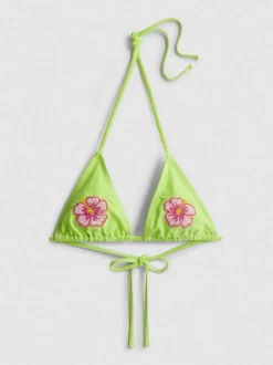 Top de bikini triangular con flores