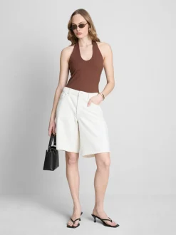 Top de cuello halter con mucho algodón
