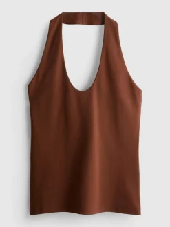 Top de cuello halter con mucho algodón