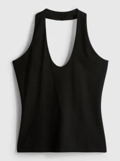 Top de cuello halter con mucho algodón