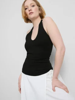 Top de cuello halter con mucho algodón