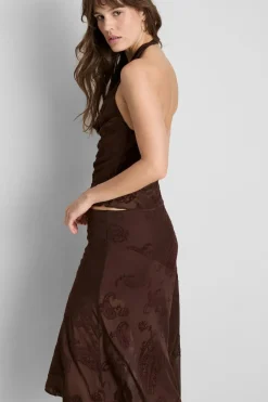 Top de malla halter con estampado de cachemira