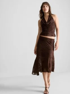 Top de malla halter con estampado de cachemira