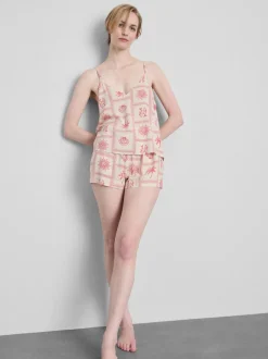 Top de tirantes de pijama con escote pico y azulejos