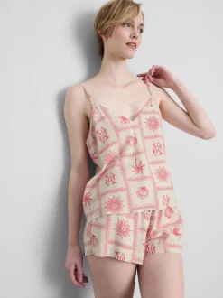 Top de tirantes de pijama con escote pico y azulejos